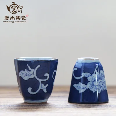 Jingdezhen ручная роспись Античная Сине белая чайная чашка кунг фу Да Хун Пао чайный