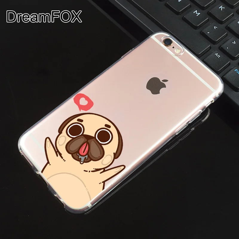 M442 Милый Мягкий ТПУ силиконовый чехол с Мопсом для Apple iPhone 11 Pro XR XS Max 8X7 6 6S Plus 5 5S SE 5C 4