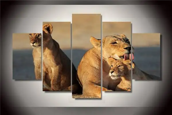 Hd печатная африканская семейная картина льва холст печать декор комнаты плакат