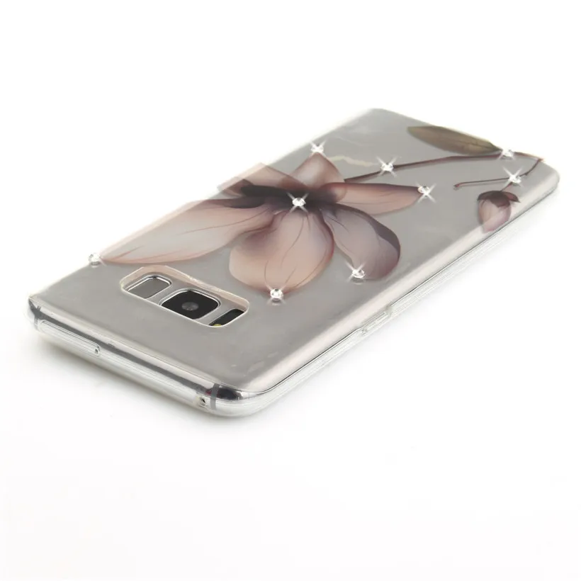 HEMASOLY Case For Samsung S8 Transparent S7 Edge Silicone Rhinestone Pattern Soft |