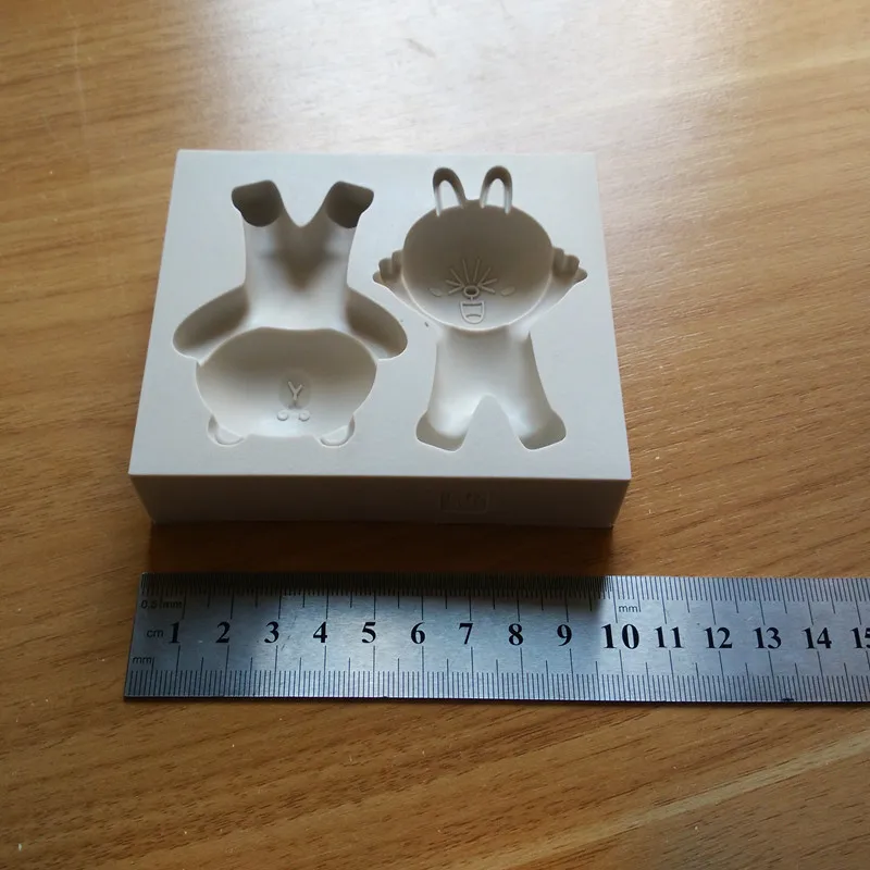 Милый медведь с кроликом 3D силиконовая форма для торта мыло свечи формы кухонной