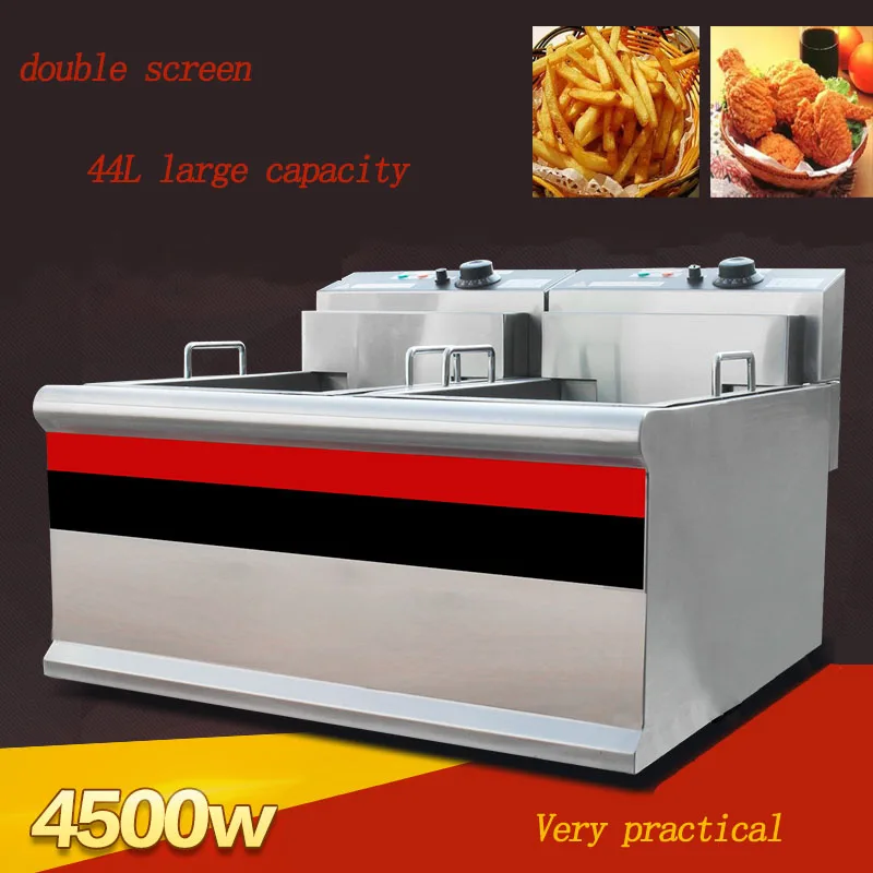 

1PC Thickened Double cylinder electric fryer commercial fryer fryer fried chicken row machine large capacity fryer