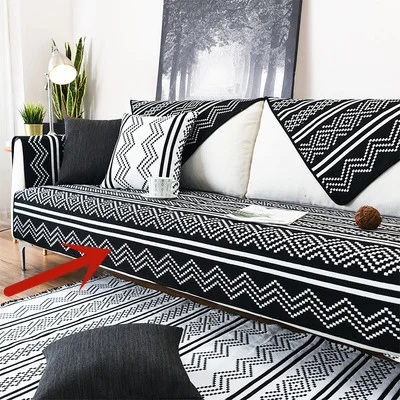 black white lines Утолщенный льняной Хлопковый чехол для дивана, подлокотник, чехол для дивана, двухсторонний современный диван, полотенце для декора гостиной, цельный - Цвет: black white lines