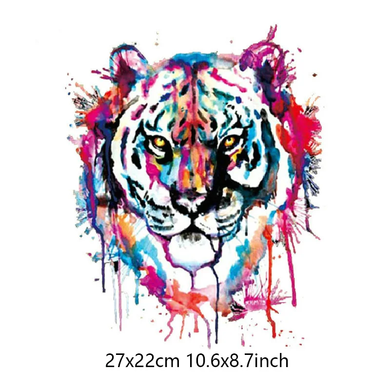 Tiger Нашивки с изображением волка единорога, тигра, перьев, железные полосатые наклейки для одежды, термопечать, а-уровень, моющиеся, сделай сам, термопередача - Цвет: Tiger