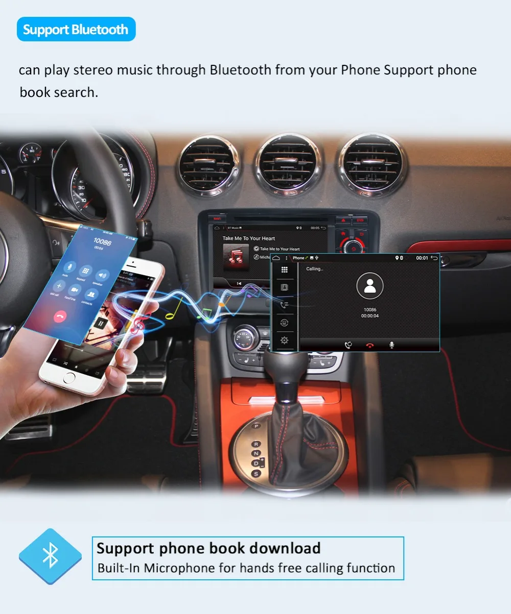 Восьмиядерный " 1024*600 2Din Android 9,0 радио gps для Audi TT MK2 8J 2006 2007 2008 2009 2010 2011 2012 автомобильный dvd-плеер gps радио