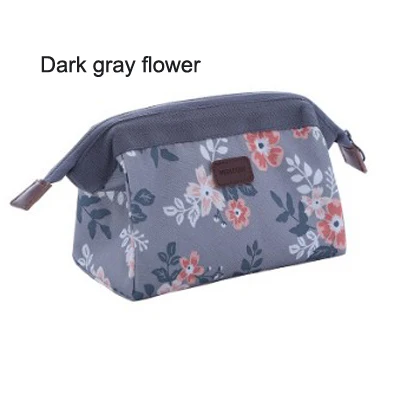 Dark gray flower Маленькая косметичка с фламинго, косметичка для макияжа tas, ручной портативный органайзер для путешествий, косметичка, косметичка, AliExpress для макияжа, горячая распродажа - Цвет: Dark gray flower