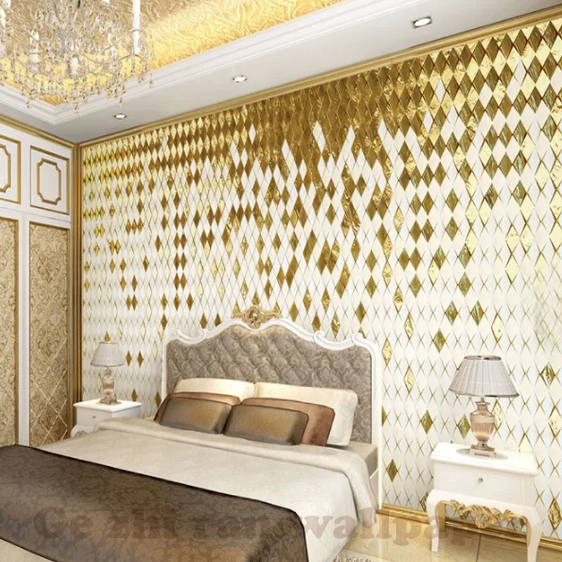 Пользовательские 3D обои Европейский роскошный золотой Алмаз Гостиная Спальня ТВ