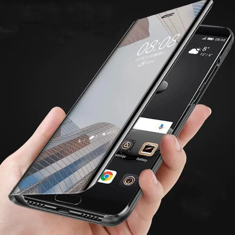 Зеркальный флип чехол для Samsung Galaxy M20 M10 с покрытием кожаный подставка S10 Plus S10e
