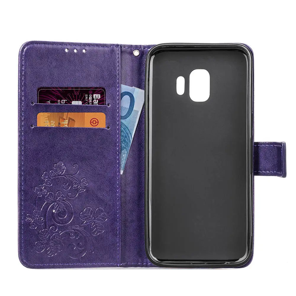 J260 выбитая скульптура чехол для Samsung Galaxy J2 Core кожаный чехол флип стенд чехлы для телефонов, визитницы черный J260A SM J2Core 260