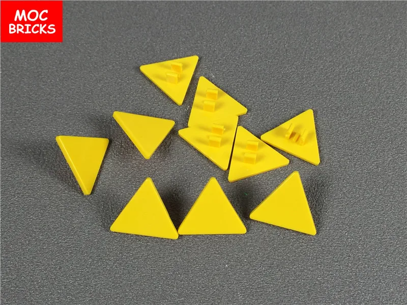 20 шт./лот MOC кирпичи желтый дорожный знак зажим 2x2 треугольник подходит с 30259
