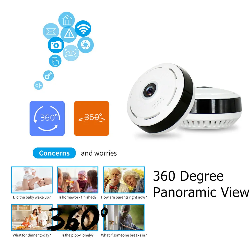Панорамная IP камера 960P Full HD рыбий глаз с поворотом на 360 градусов P2P Двухсторонняя