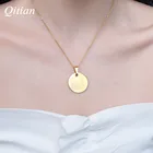 Персонализированное круглое ожерелье из нержавеющей стали с гравировкой имени, ожерелье для женщин, подарок