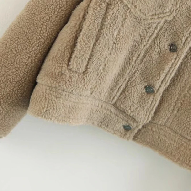 Новое зимнее пальто женская зимняя Повседневная Коричневая фланелевая куртка с