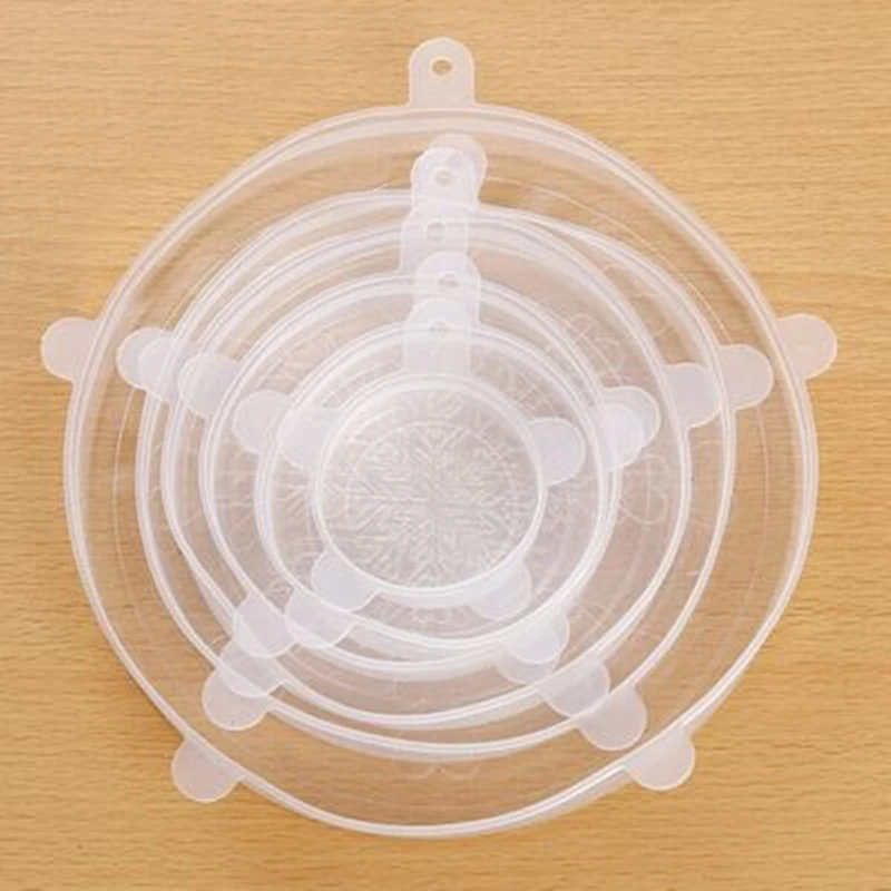 6 шт. силиконовые колпачки Крышка непроливайка силиконовая пищевая плёнка чаша