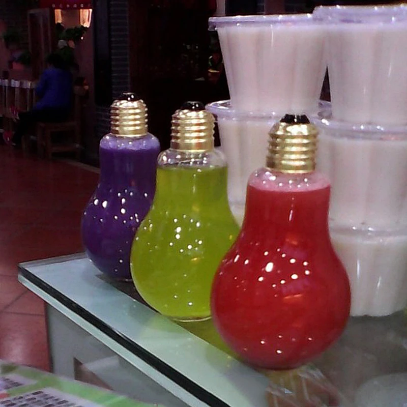 New Bottle Tea Glass Creative Light Bulb Water Shipping Drink Containers Transparent Clear Glass Cup Bottle for Bar Deco Cup