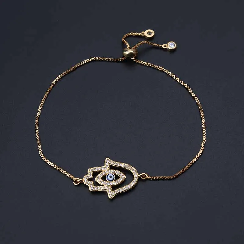 1 шт. микро проложить Циркон Хамса рука сглаза браслет Femme ползунок цепочка