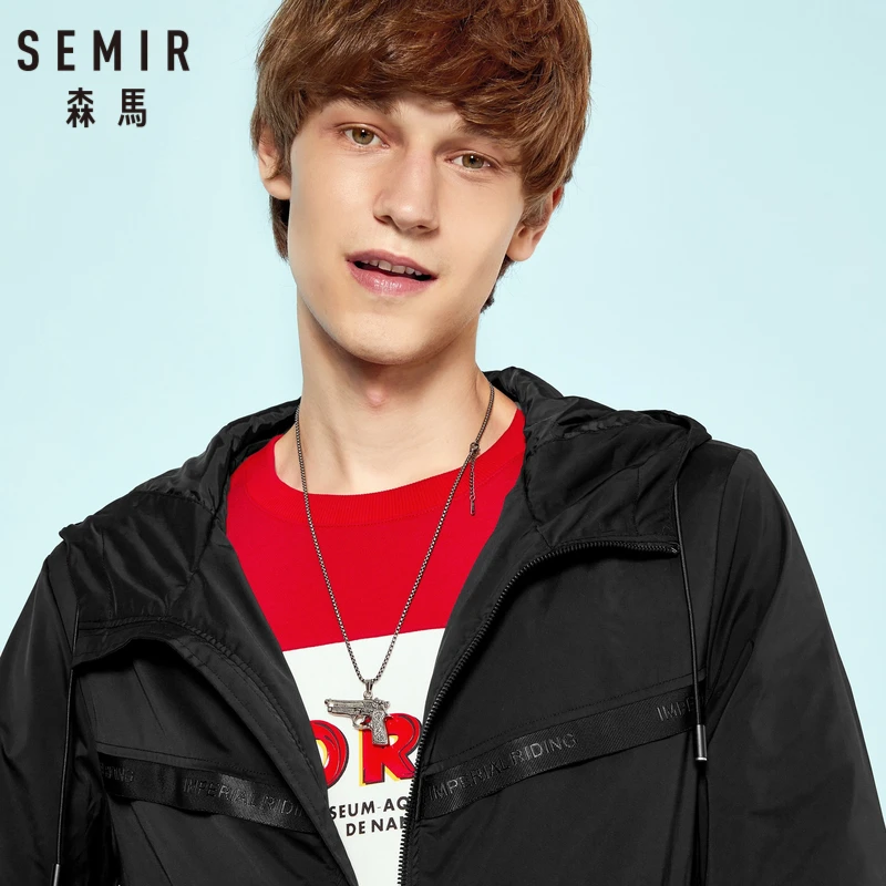 SEMIR мужская куртка с капюшоном на молнии шнурке ветровка карманом из