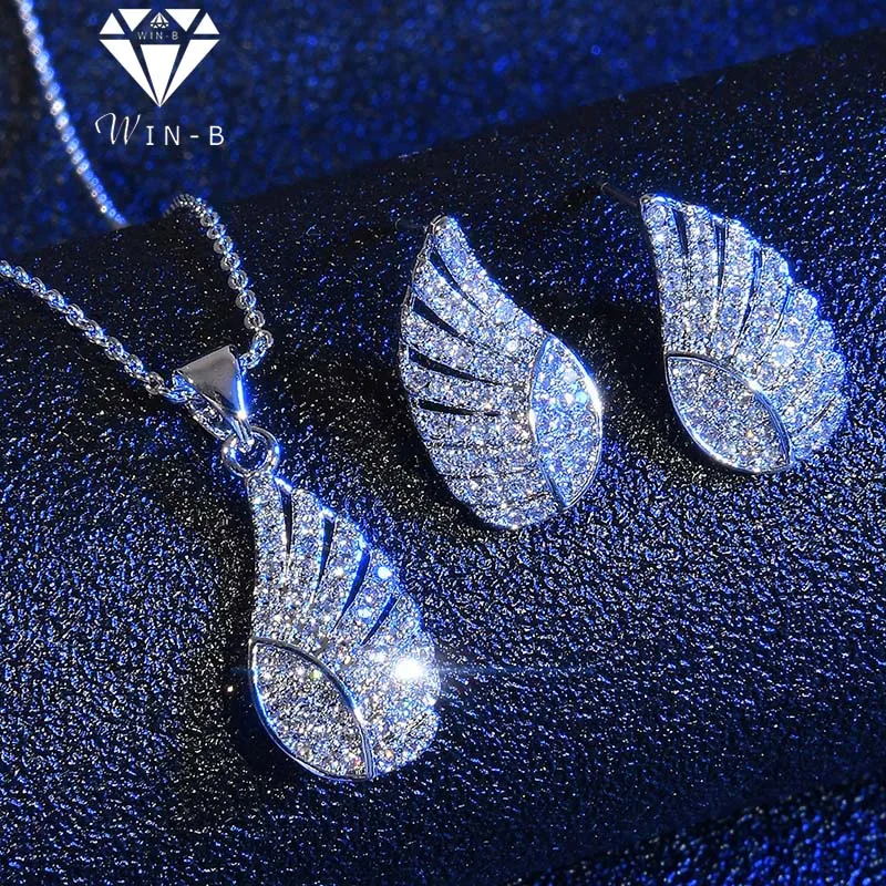 Женский ювелирный набор в форме крыльев чокер блестящий AAA Фианит кулон серьги