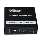 Разветвитель Wiistar full HD1080p HDMI 1X2 с блоком питания, 1 вход на 2 выхода для HDTV 1080P Vedio, 1 шт.