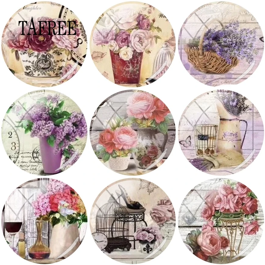 

Стеклянный кабошон с модным цветочным рисунком, 12/15/16/18/20 мм, Круглый купол с плоской задней стороной, фурнитура для изготовления ювелирных и...