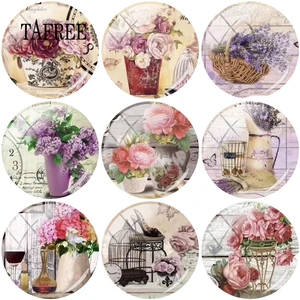 Стеклянный кабошон с модным цветочным рисунком, 1215161820 мм, Круглый купол с плоской задней стороной, фурнитура для изготовления ювелирных изделий