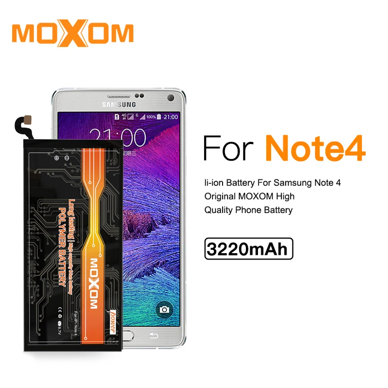 MOXOM Аккумулятор для телефона Samsung Galaxy Note 4 Note4 N9100 N9109W N9108V Замена Bateria Batarya EB-BN916BBC 3000