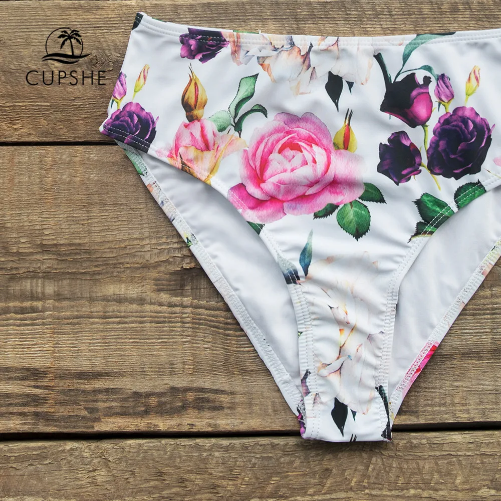 Женский купальник бикини CUPSHE однотонный белый с цветочным узлом спереди и