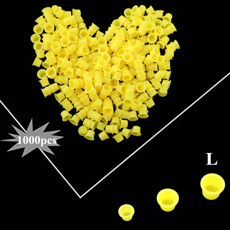 

1000Pcs Large Size 15mm Tattoo Accessory Plastic Ink Cups/Caps Yellow Supply for Tattoo