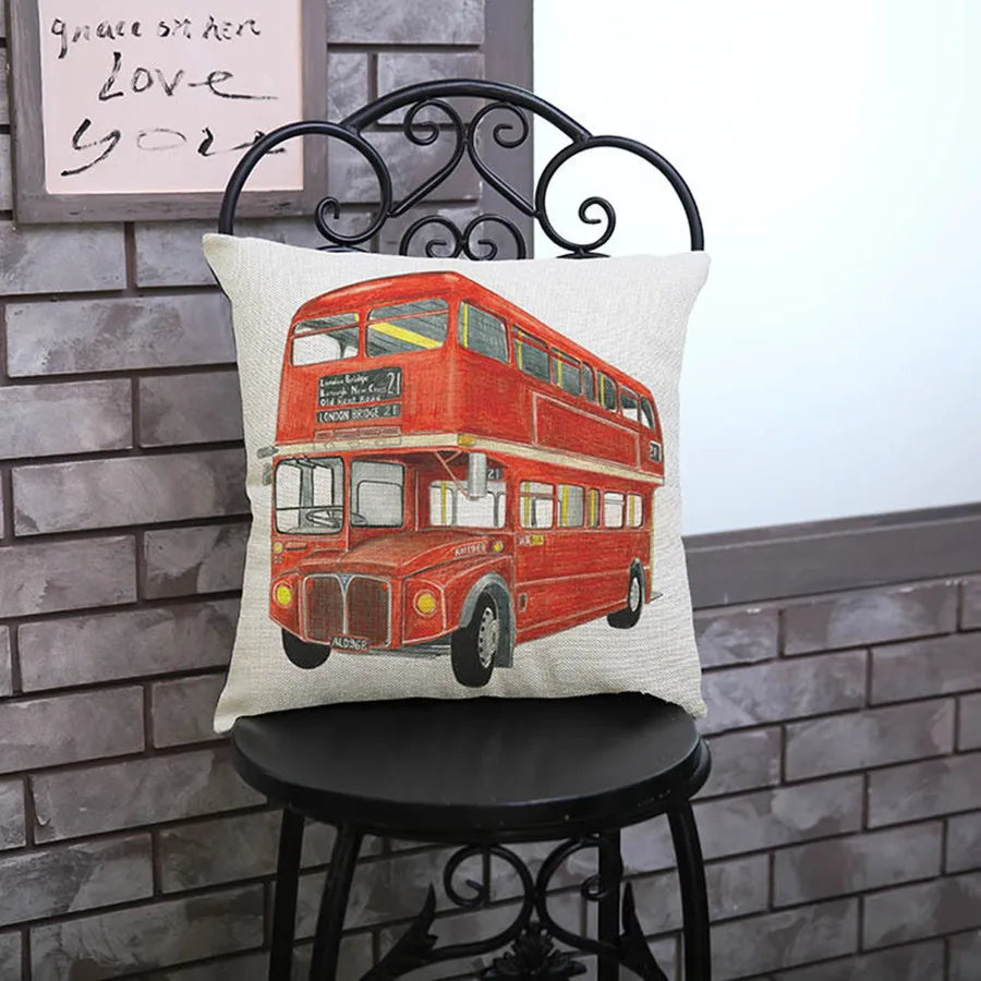 Винтажный автомобиль Париж автобусы такси шаблон печати диван Пледы Подушки