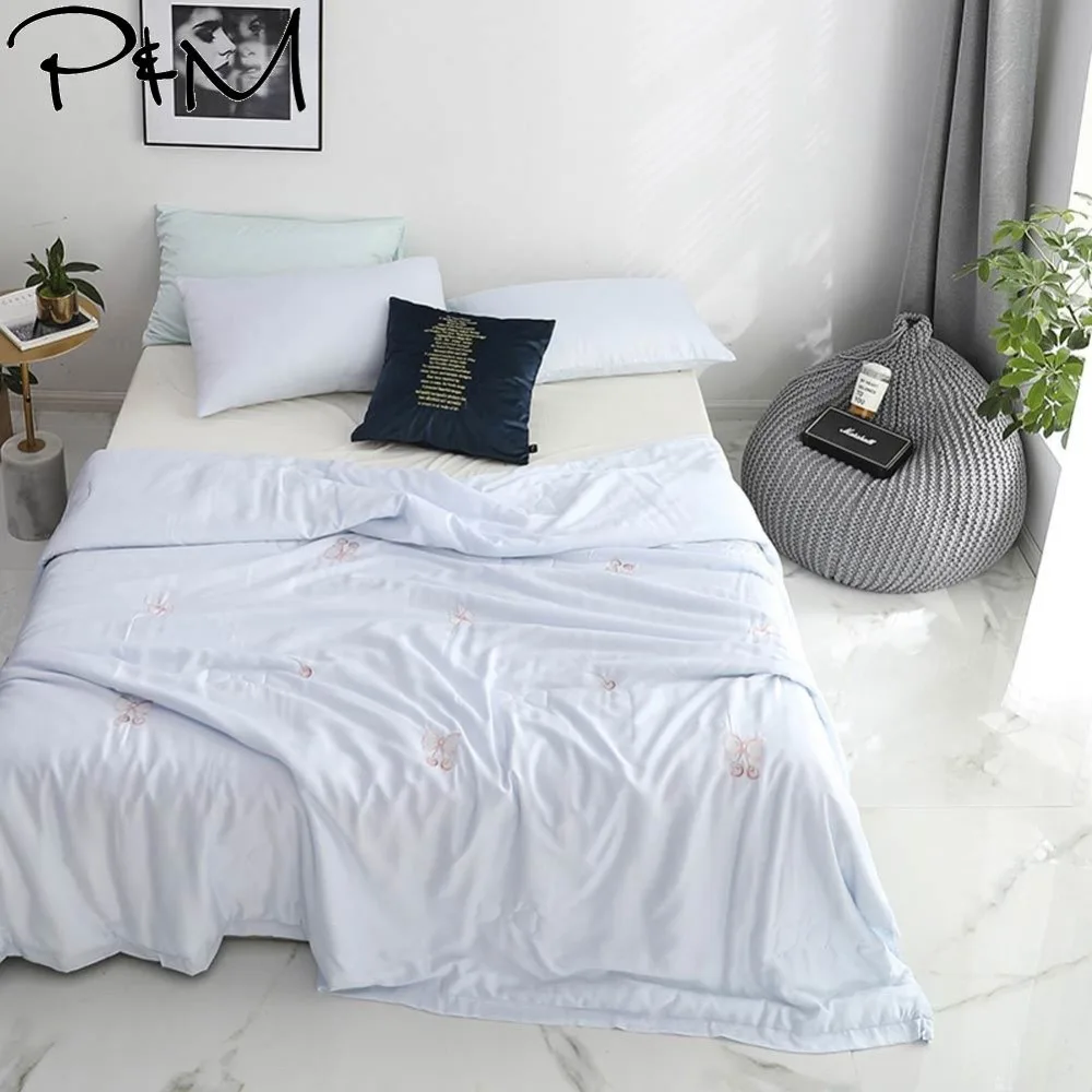 2019 светло голубой Корея бант кондиционер вышивка одеяло тонкое летнее