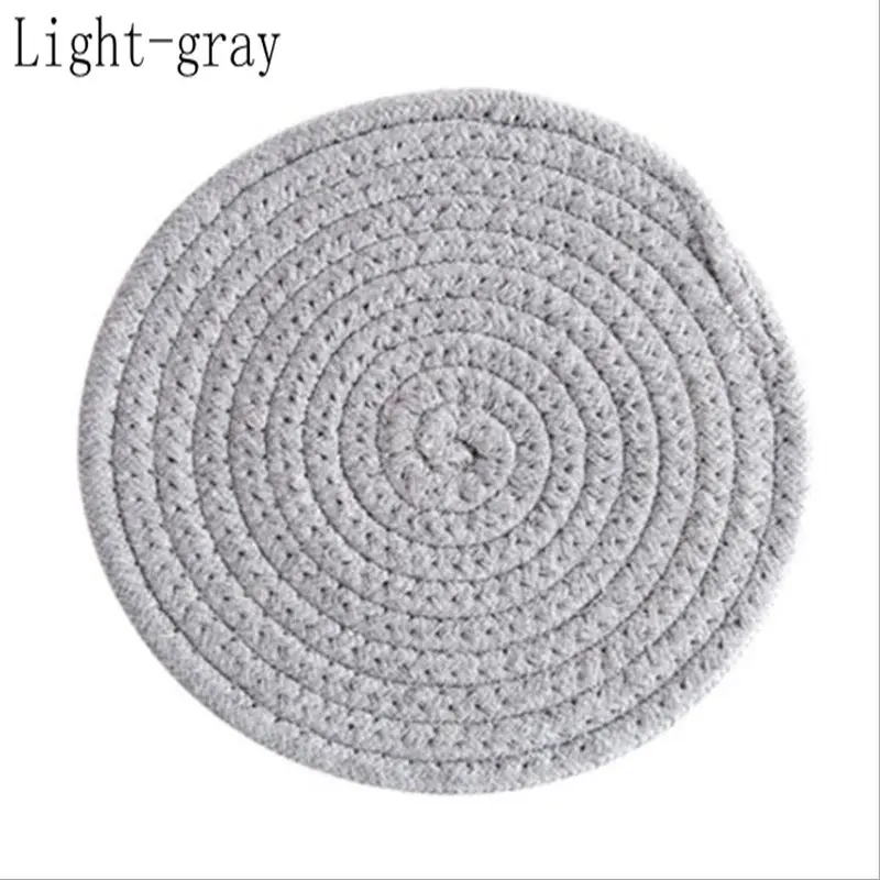 Light-grey Круглый утолщенный нескользящий чайный коврик, хлопковый водопоглощающий Настольный коврик, термостойкая подставка, кухонные аксессуары - Цвет: Light-grey