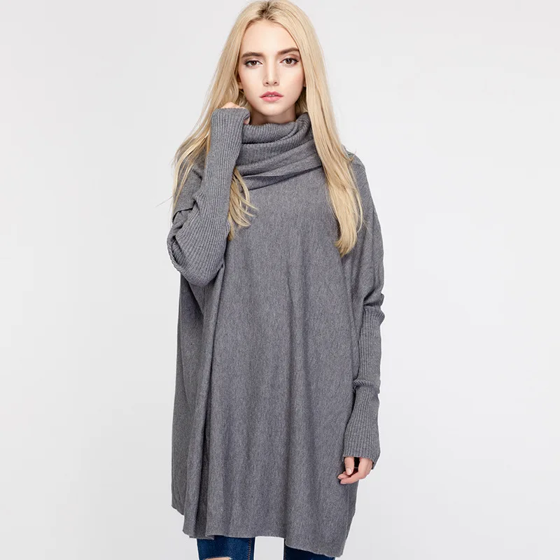 Loose Long Sweater Women Turtleneck Pullover Knitting Bat Sleeve Autumn Fashion Casual Coats Oversize Ladies Sweaters Pullovers | Женская