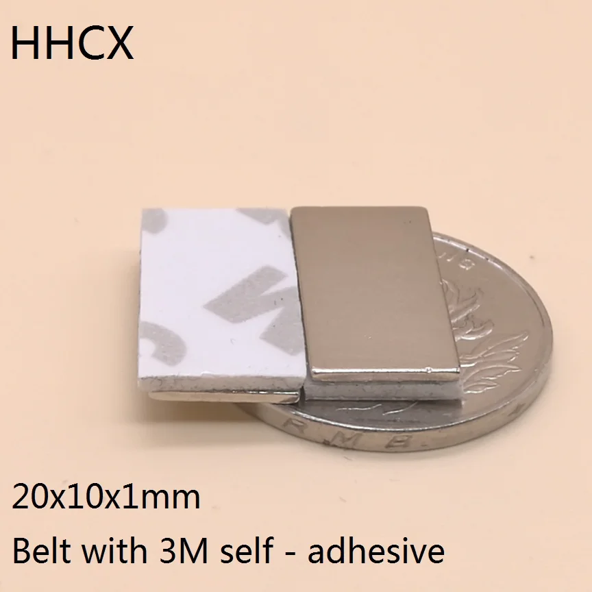 10 шт/lotl 20x10x1 мм N35 сильный квадратный неодимовый магнит 20*10*1 мм пояс 3м самоклеящиеся неодимовые магниты 20 мм х 10 мм х 1 мм