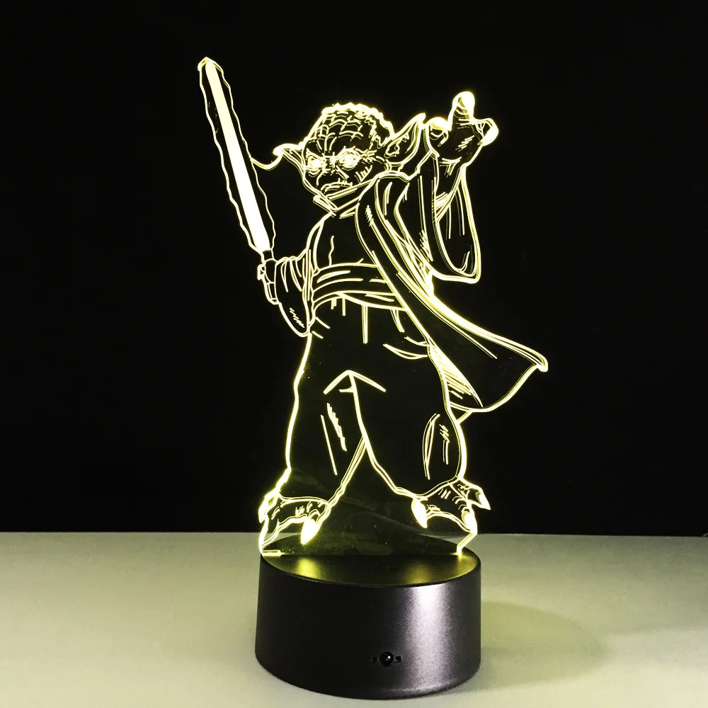 Настольная лампа Master Yoda 3D с дистанционным управлением светодиодный