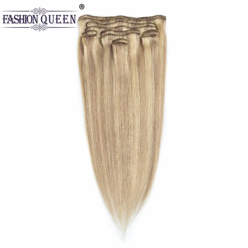 Модные queen hair Клип В Пряди человеческих волос для наращивания полный голову прямо
