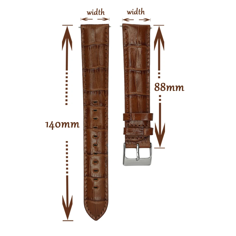 YQI Italian Genuine Leather Watch Band 18mm 20mm 22mm 24mm Strap Longer Black Brown Extra Long for Bigger Wrist | Наручные часы
