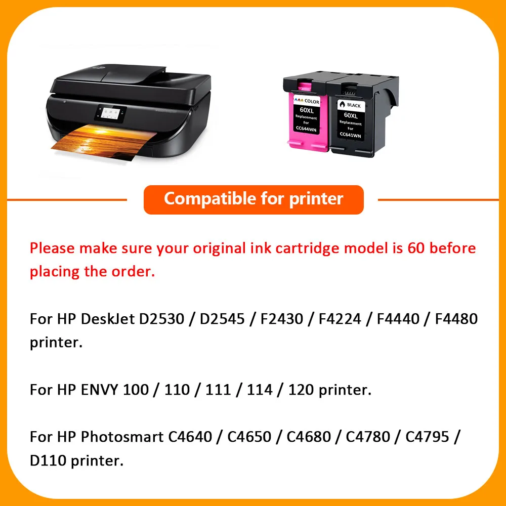 XiangYu 60XL чернильные картриджи для HP 60 XL Deskjet C4685 C4688 C4798 C4799 D110a ENVY 100 110 111 114 120 121 F2480