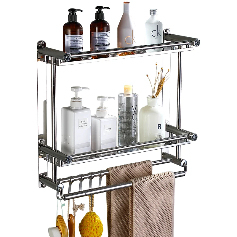 

No punchingTowel Rack Free Punching Bathroom Towel Bar Aluminum Towel Rack Bathroom Storage Shelf Hardware Accessories