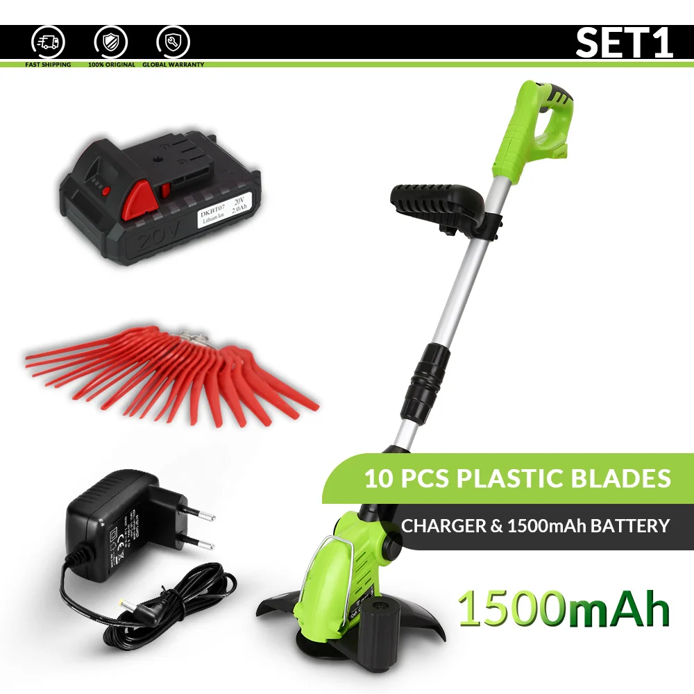 SET 1 DEKO DKGT06 20 в литиевый 1500 мАч беспроводной триммер для травы с аккумулятором и подвески с лезвиями - Цвет: SET 1