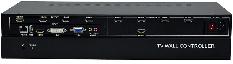9 каналов ТВ настенный контроль Лер 3x3 2x4 4x2 HDMI DVI VGA USB видео процессор ТВ Сращивание коробка с RS232 управление
