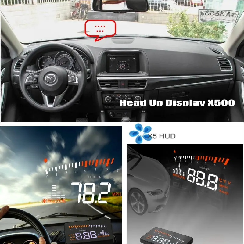 Фото Автомобильный HUD проекционный дисплей для Mazda 3/6 Atenza/Axela CX-5/CX-7 2010 ~ 2025 OBD проектор на лобовом стекле для безопасного вождения №1
