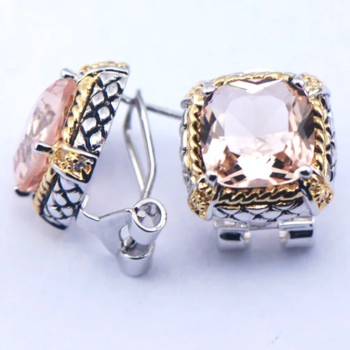 Женские серьги с кристаллами Morganite серебристые сережки на возраст от 2 до 8 лет TE393