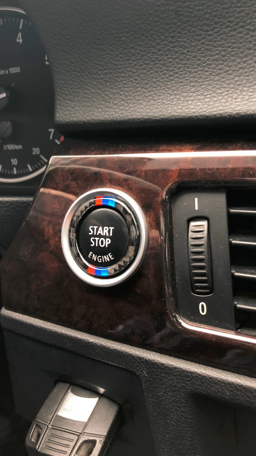 500For bmw e90 e92 e93 углеродного волокна автомобильный двигатель старт/стоп кольцо м в