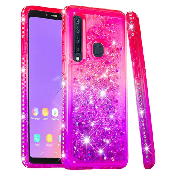 Алмазный Блестящий силиконовый чехол для samsung Galaxy A9 A9 Star Pro A9s A9200 жидкий зыбучий песок Блестящий плавающий чехол - Цвет: Розовый