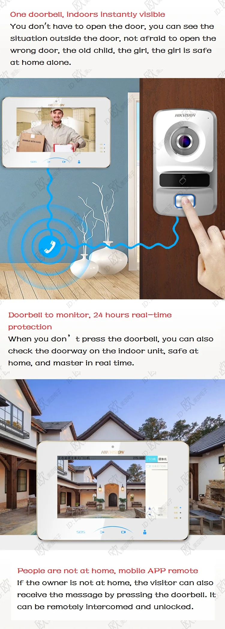 Hikvision здание визуальный домофон дверной звонок вилла домофон с доступом умный дом системы мобильного телефона дистанционного разблокировки