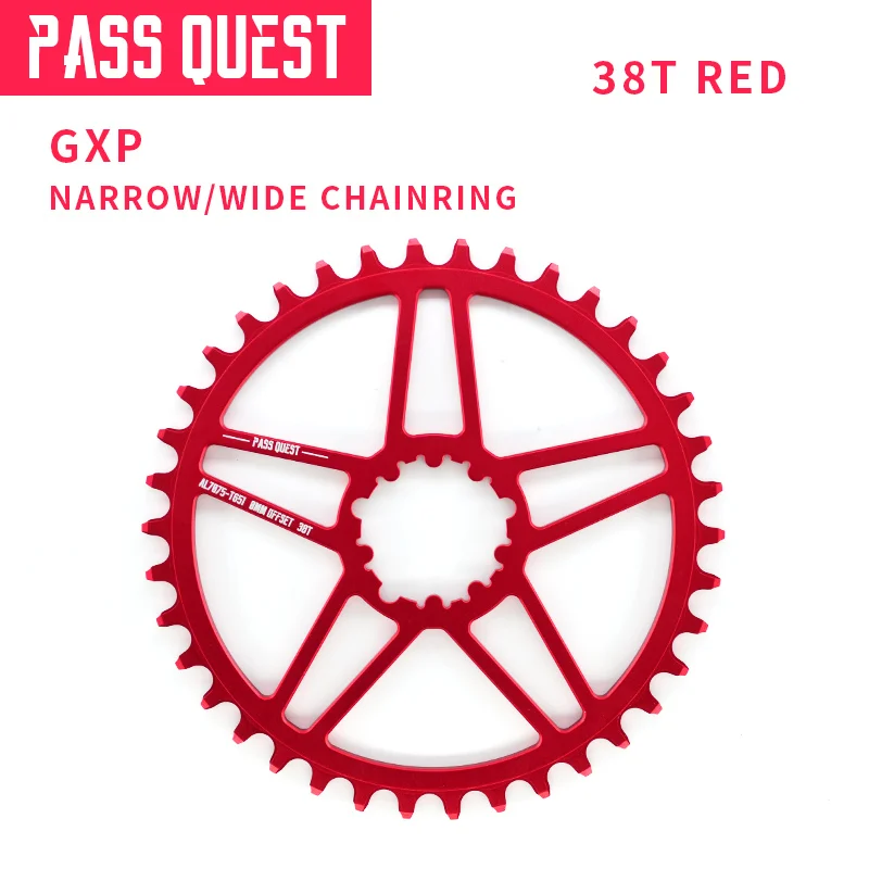 Пройти QUEST GXP велосипедная передняя звезда 38 T/40 T/42 T 0 мм смещение MTB Горный велосипедная Звездочка для Sram XX1 eagle XO1 X1 GX X9 Кривошипные части - Цвет: GXP 38T Round red