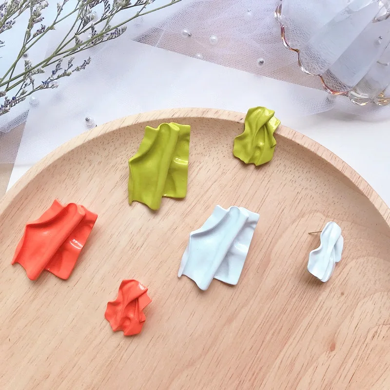 Серьги гвоздики Асимметричные однотонные в Корейском стиле 2019|Серьги-гвоздики| |