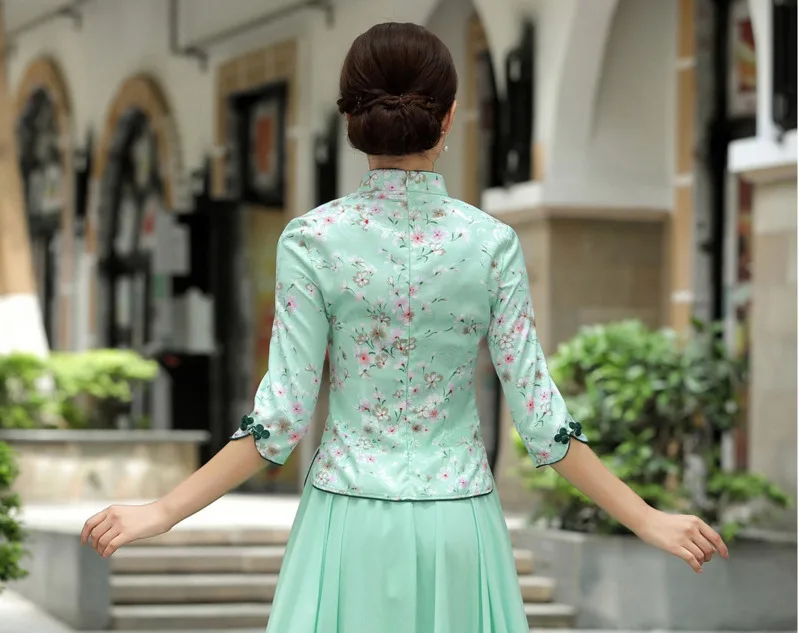Sheng Coco 9 цветов китайские Топы Ципао Женская футболка Китай Mujer лето узор Cheongsam Китайская традиционная блуза одежда