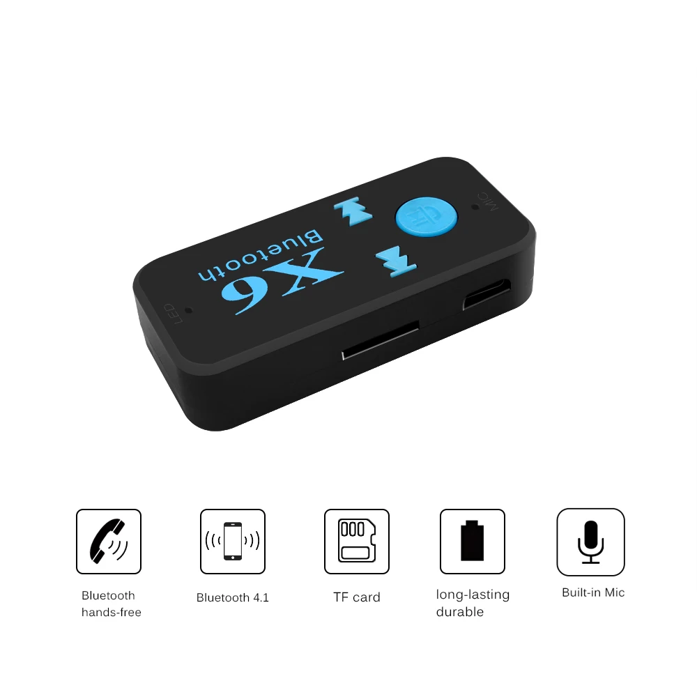 Hot X6 Bluetooth Receiver Support TF Card A2DP Aux Audio Stereo Sound Wireless Transmitter Hands Free MP3 | Электроника
