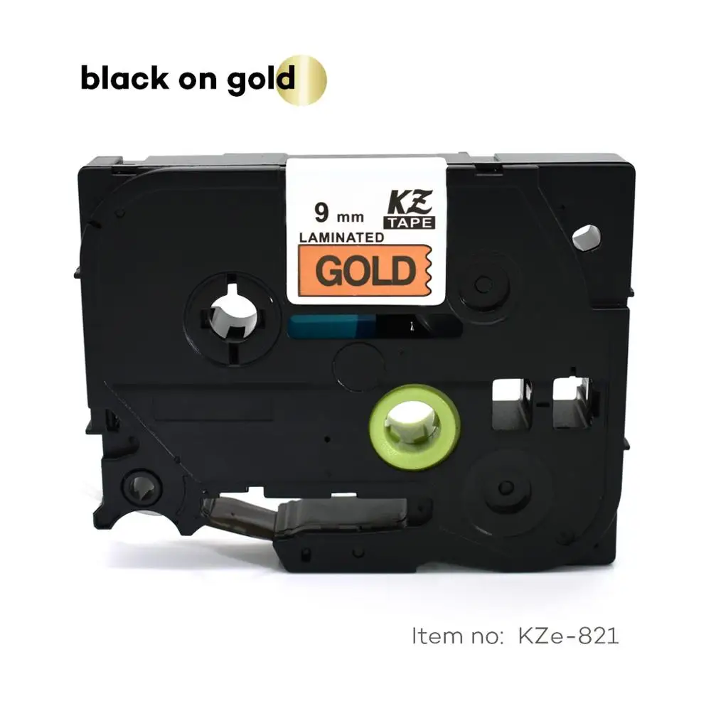 CIDY Tze 821 Tz821 черный на золотой ламинированный совместимый P touch 9 мм tze tz tze821